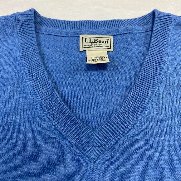 LL BEAN CASHMERE COTTON BLEND V-NECK SWEATER LIGHT BABY BLUE MENS SIZE XXL TALL - Picture 3 of 9